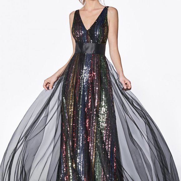 V-Neck Sleeveless A-Line Prom Dress CDCS033